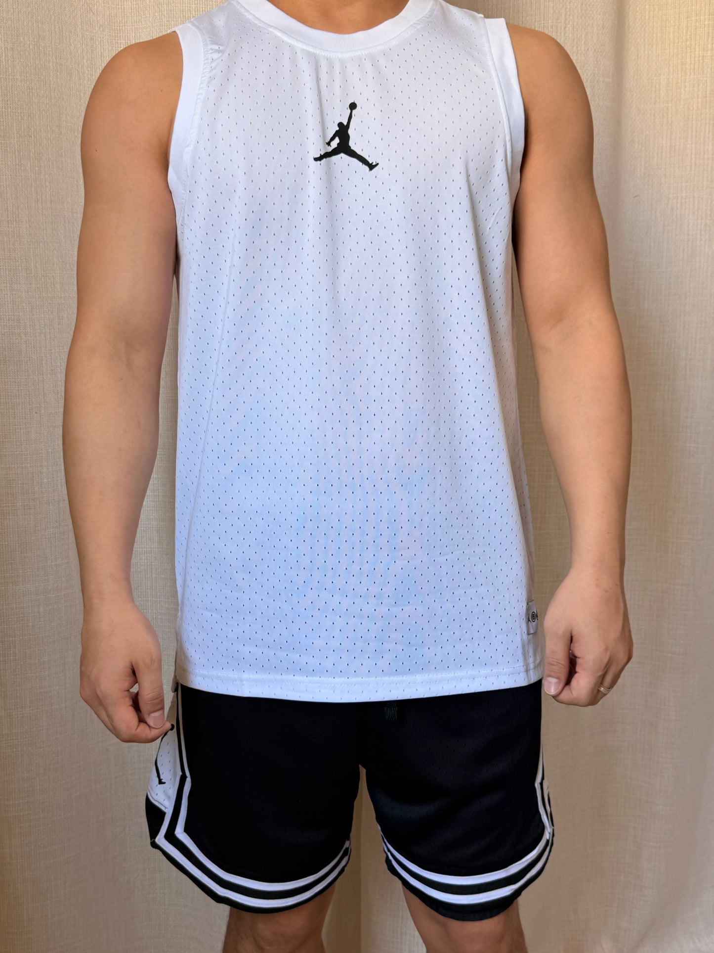 Men's Breathable Mesh Basketball Jersey Tank Top | White